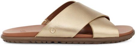 Ugg Solivan slipper met gekruiste band voor Dames in Pale Gold Metallic,, Leder