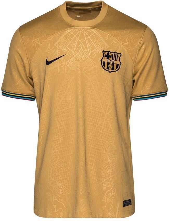 Nike fc barcelona stadium uitshirt 22/23 goud kinderen