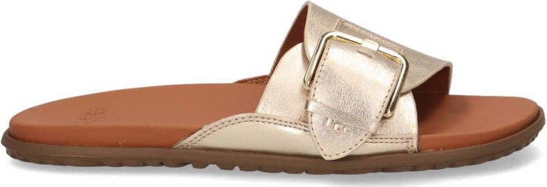 Ugg Solivan Buckle Slide in Pale Gold Metallic,, Leder