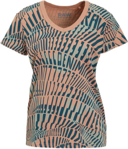 G-Star G Star RAW T shirt van biologisch katoen groen/roze