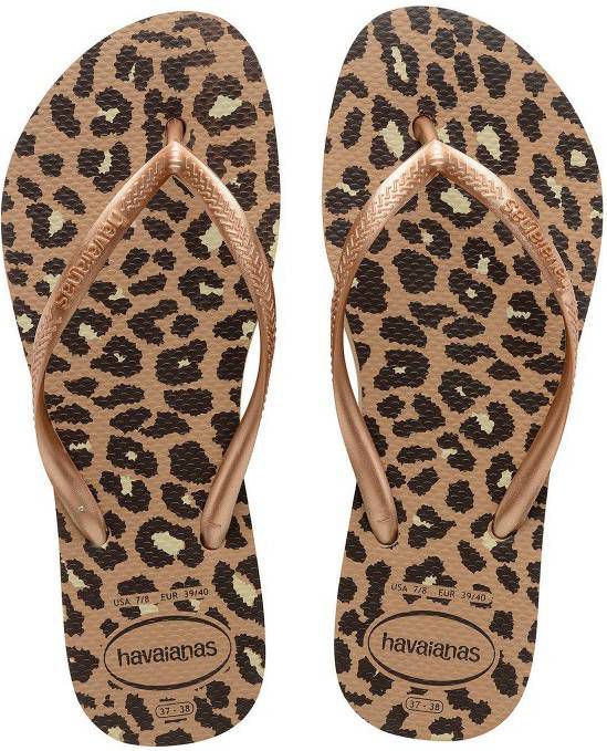 Havaianas Slim Flatform Animals teenslippers panterprint/goud